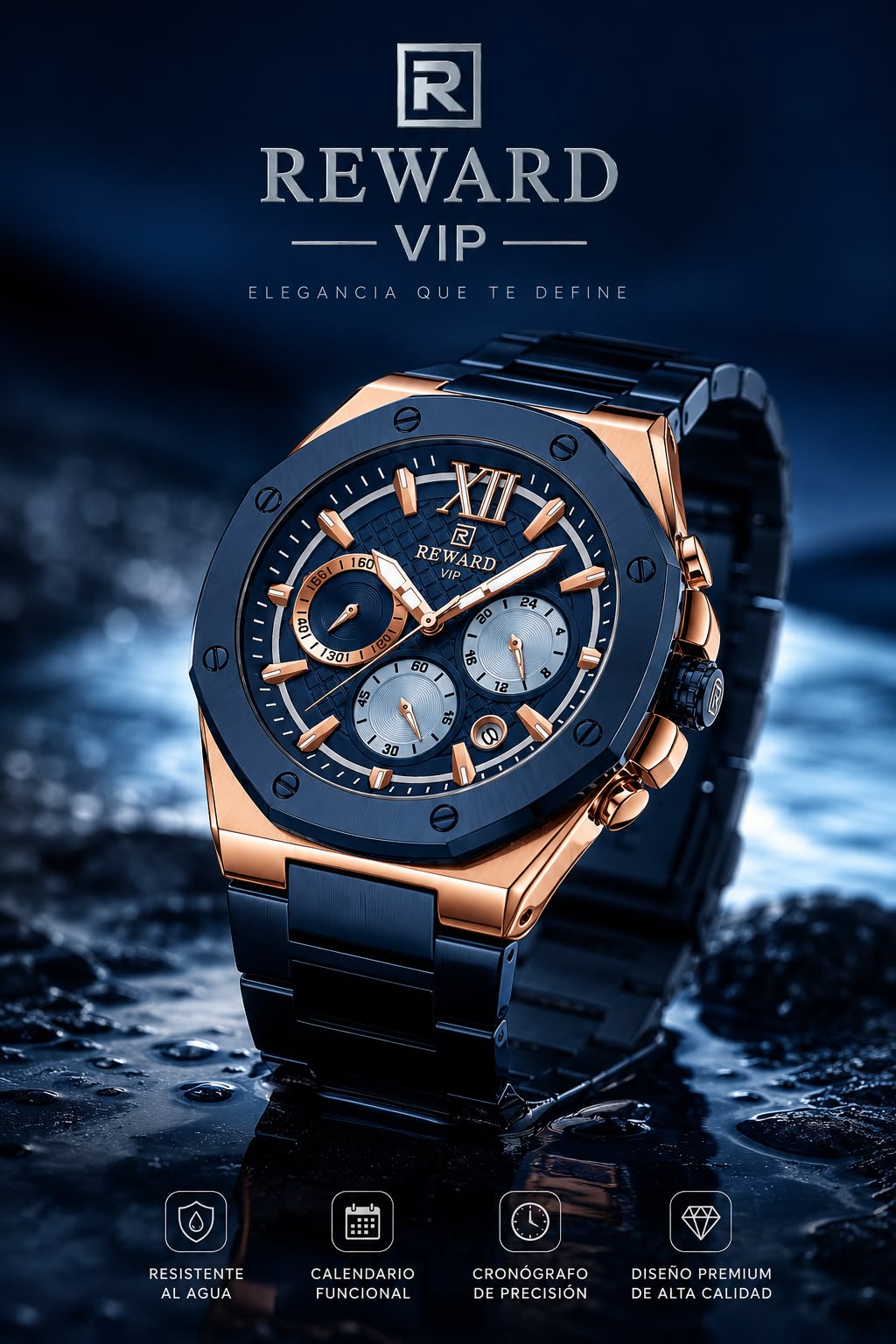 Reward VIP Cronógrafo Hombre Azul Marino