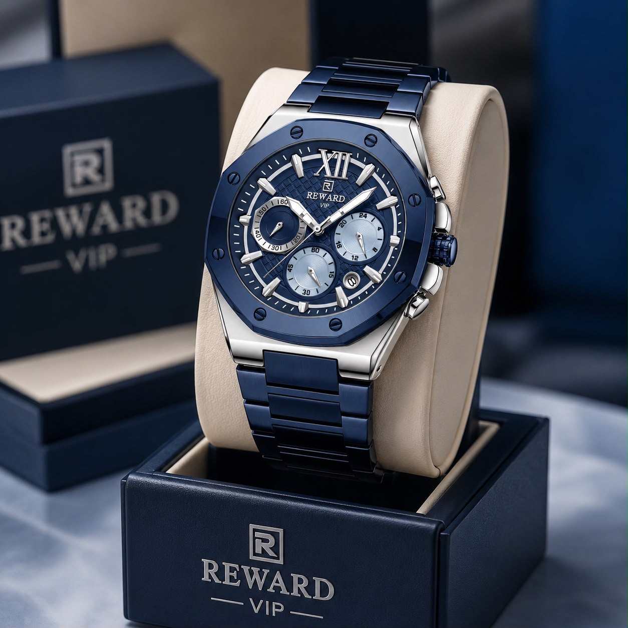 Reward VIP Cronógrafo Hombre Azul Marino