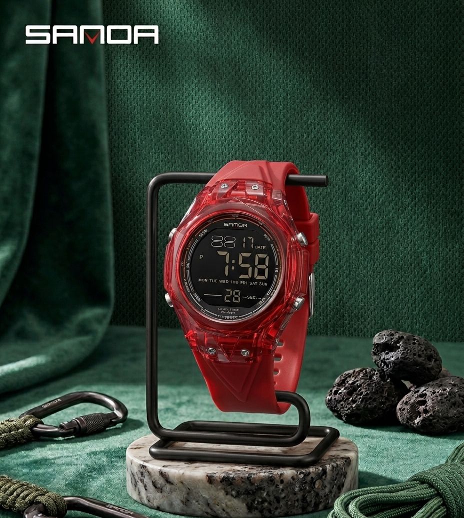 SANDA Crystal Sport Digital Blanco Cristal - caja totalmente transparente con correa blanca