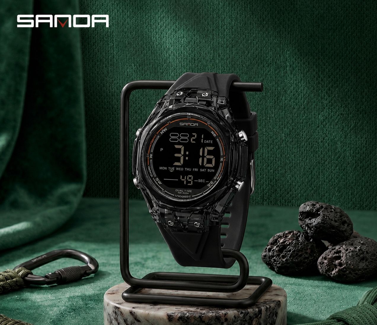 SANDA Crystal Sport Digital - dual time 1/100SEC, cronógrafo de alta precisión