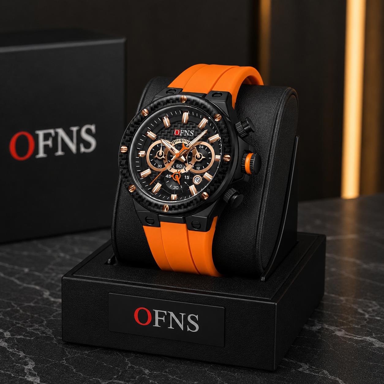 OFNS 5514 – Correa negra caja plateada