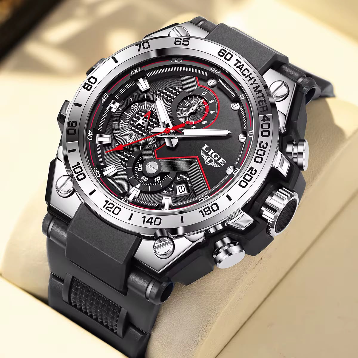 LIGE Tachymeter Pro Max - correa de silicona premium resistente al agua