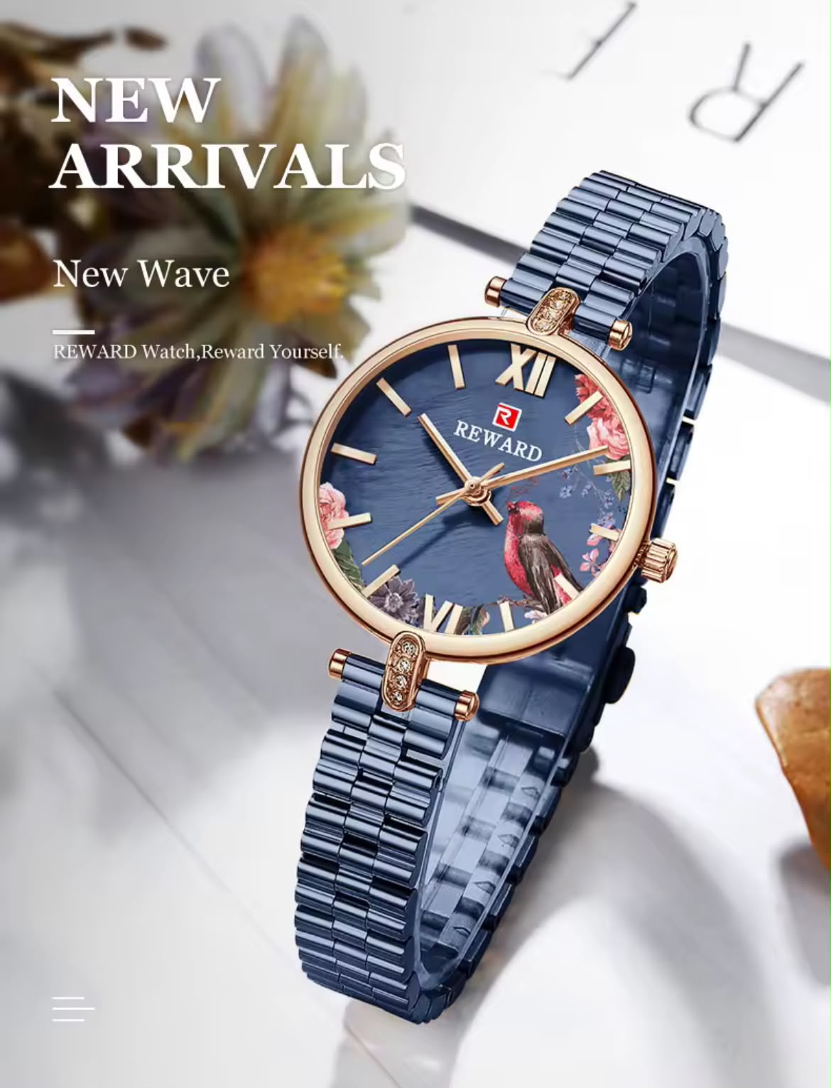 REWARD New Wave reloj dorado caja regalo